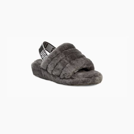 UGG Fluff Yeah Deep Grey Slides for Women (IOKY57963)